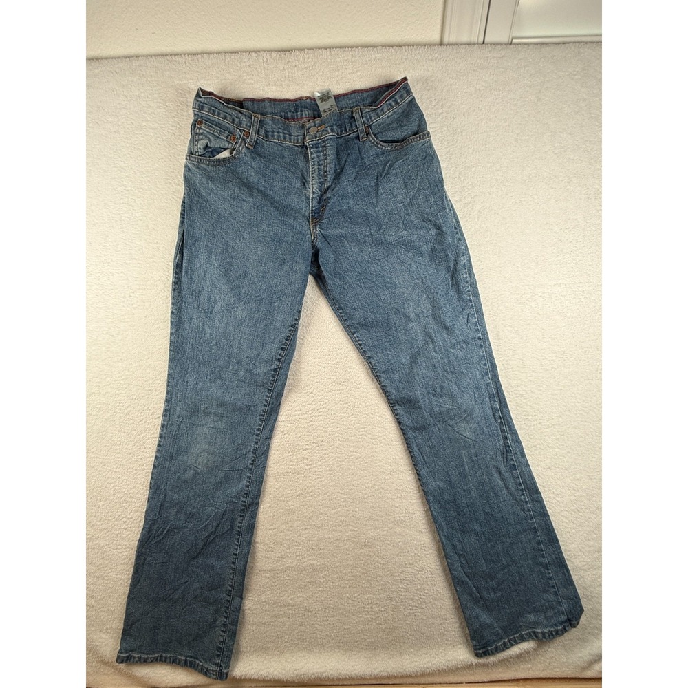 Levi's 505‎ Jeans Womens 14 Blue Logo Denim Cotton Stretch Low Rise Straight Leg